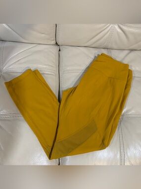 Zyia Active Leggings Mustard Yellow Mesh Exercise Size 6-8